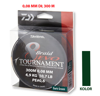 PLECIONKA TURNAMENT 8 EVO BRAID 0,08 mm dł 300 M DARK GREEN