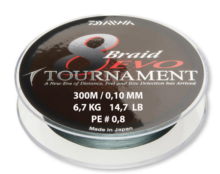 PLECIONKA TURNAMENT 8 EVO BRAID 0,10 mm dł 300 M DARK GREEN