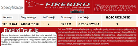 Wędka Robinson Firebird Trout Jig 2,40m   8-20g