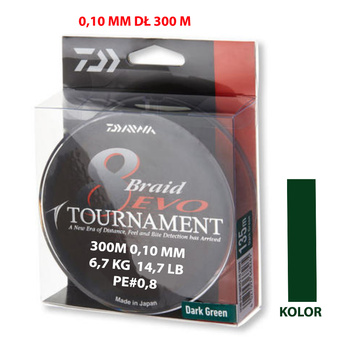 PLECIONKA TURNAMENT 8 EVO BRAID 0,10 mm dł 300 M DARK GREEN