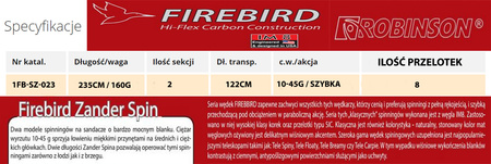 Wędka Robinson Firebird Zander Spin  2,35m 10-45g