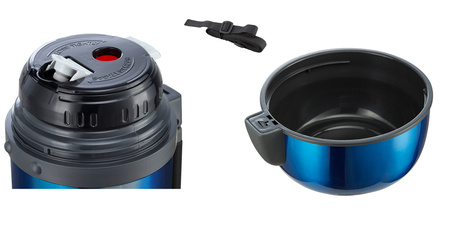 TERMOS Zojirushi  1.5 l  składana rączka + pasek Niebieski