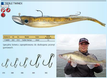 Kotwica Gamakatsu rozm. 8 Treble Twinex Nikiel