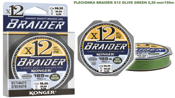 PLECIONKA BRAIDER X12 OLIVE GREEN 0,20m 150m KONGER