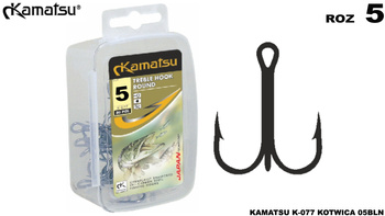 Kotwice Kamatsu rozm 5 Treble Hook Round K-077 Czarny Nikiel