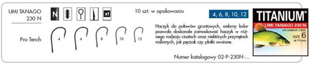 Haczyki Robinson 4 10szt UMI TANGO 230N Titanium Nikiel