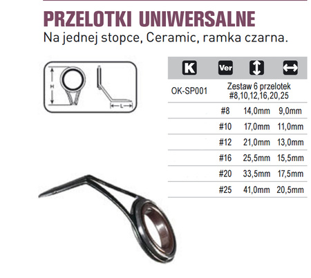 PRZELOTKI UNIWERSALNE OK-SP001 Zestaw 6 przelotek
