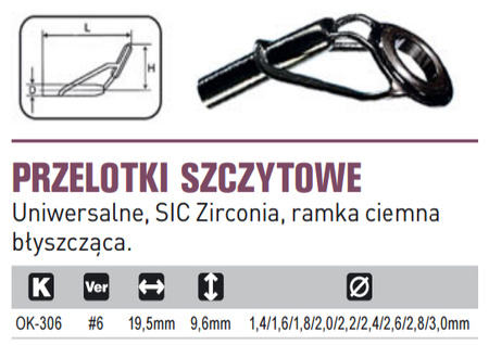 PRZELOTKI SZCZYTOWE  SIC Zirconia 6 / 1,8 rozmiar