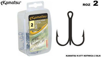 Kotwice Kamatsu rozm 2 Treble Hook Round K-077 Czarny Nikiel