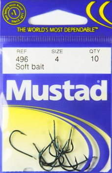 HACZYKI MUSTAD 6 10szt 496 SOFT BAIT CIEMNONIEBIESKI