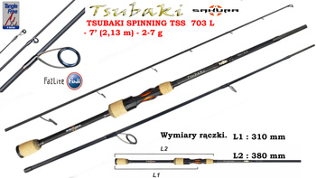 Wędka Sakura TSUBAKI SPINNING TSS  703 L - 7’ (2,13 m) - 2-7 g