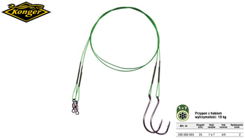 PRZYPON KONGER NYLSTAR 25 cm /10KG Z HACZYKIEM 4/0