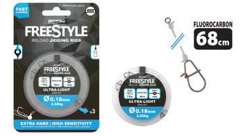 Gotowe zestawy FLUOROCARBON DO SPININGU  FREESTYLE RELOAD JIG RIG0.18MM