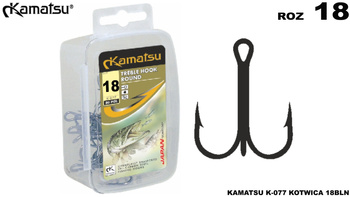 Kotwice Kamatsu rozm 18 Treble Hook Round K-077 Czarny Nikiel