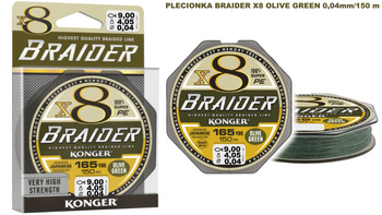PLECIONKA BRAIDER X8 OLIVE GREEN 0,04 m 150 m KONGER
