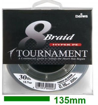 PLECIONKA DAIWA 0.14MM 135M 10.8KGS TOURNAMENT 8 BRAID CIEMNOZIELONY TN8BSP-25LB135M